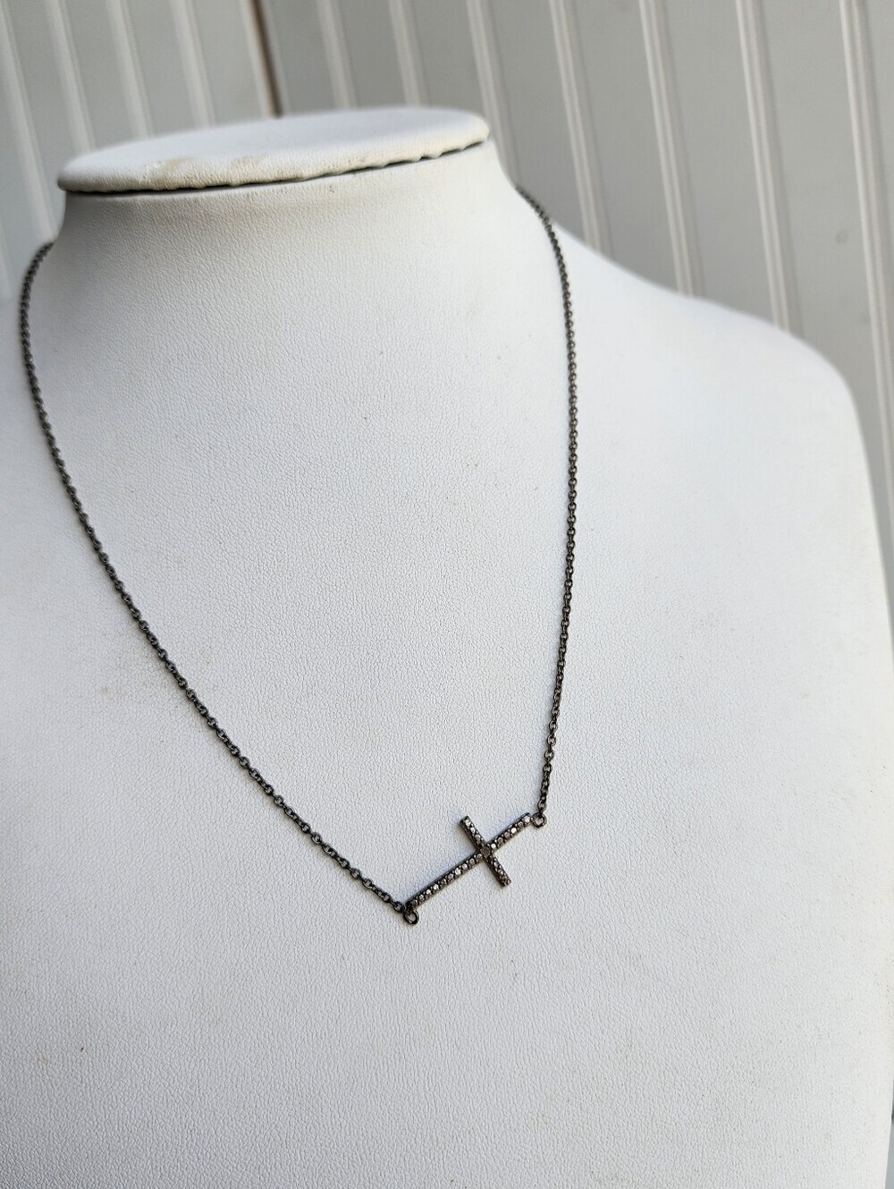 Gorgeous Sterling Silver 925 DBJ Dee Berkley Cross 18" Diamond Necklace